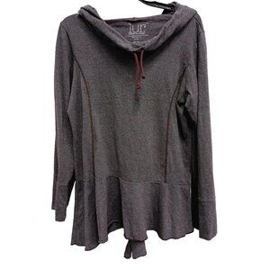 LUR Womens Lagenlook Hoodie Medium Purple Blue Asymmetrical Sustainable Pullover